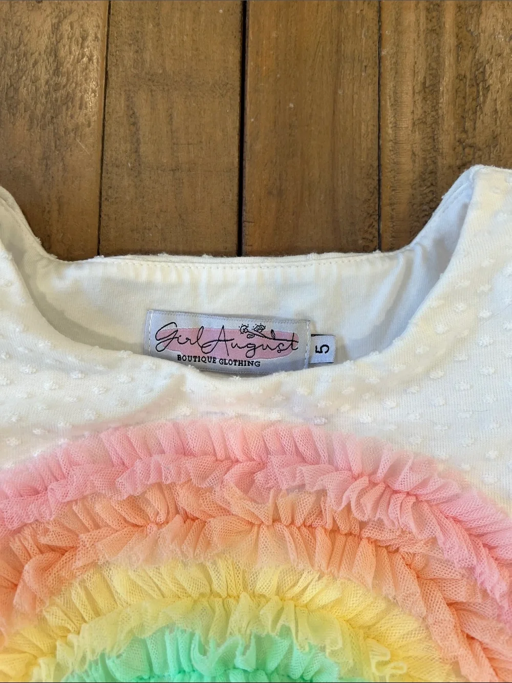 Girl August pink swiss dot tulle rainbow tunic dress 5 years